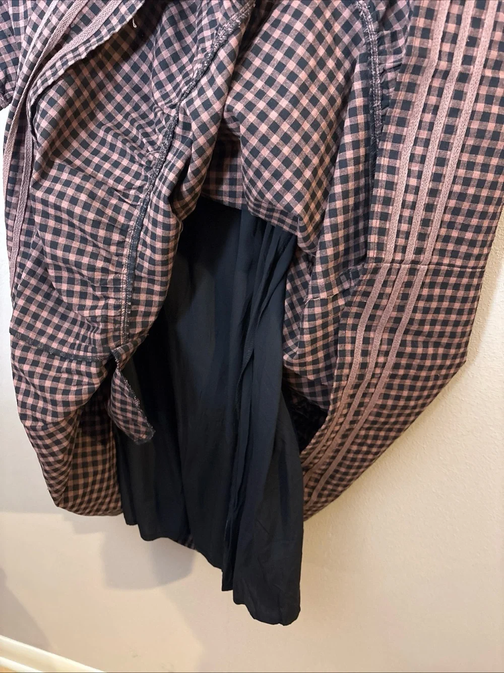 Entro Brown Black Gingham Ruffle Dress Cottagecore Sz Large NEW - Picture 4 of 6